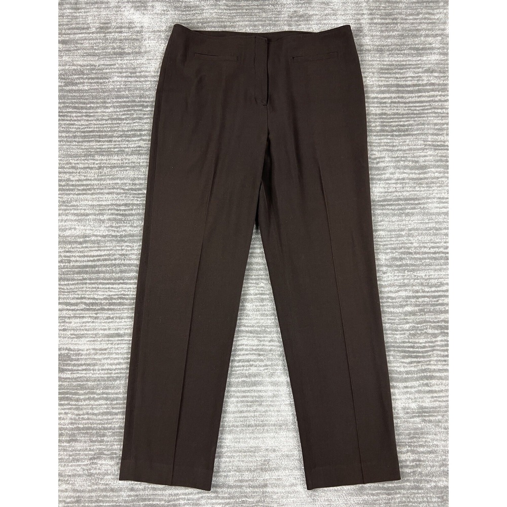Margaret Frances Dress Pants Women 14 Brown Straight Leg Stretch Workwear Office